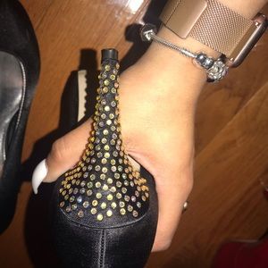 Black Glitter Heeled Shoe